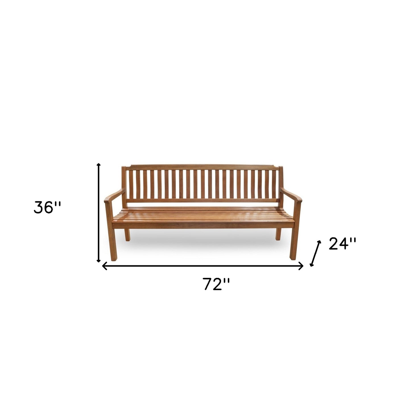 72" Teak Solid Wood Garden Bench