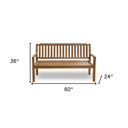 60" Teak Solid Wood Garden Bench