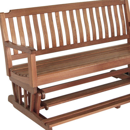 60" Brown Solid Teak Outdoor Glider Bench