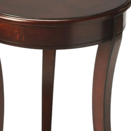 26" Dark Brown Wood And Wood Round End Table With Shelf