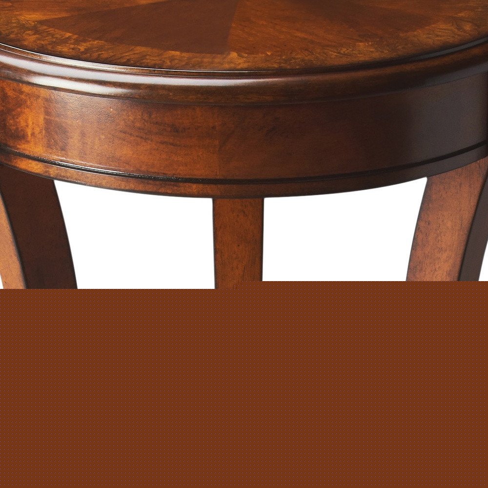 26" Brown Wood And Wood Round End Table With Shelf
