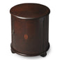 24" Dark Brown Wood Round Drum End Table