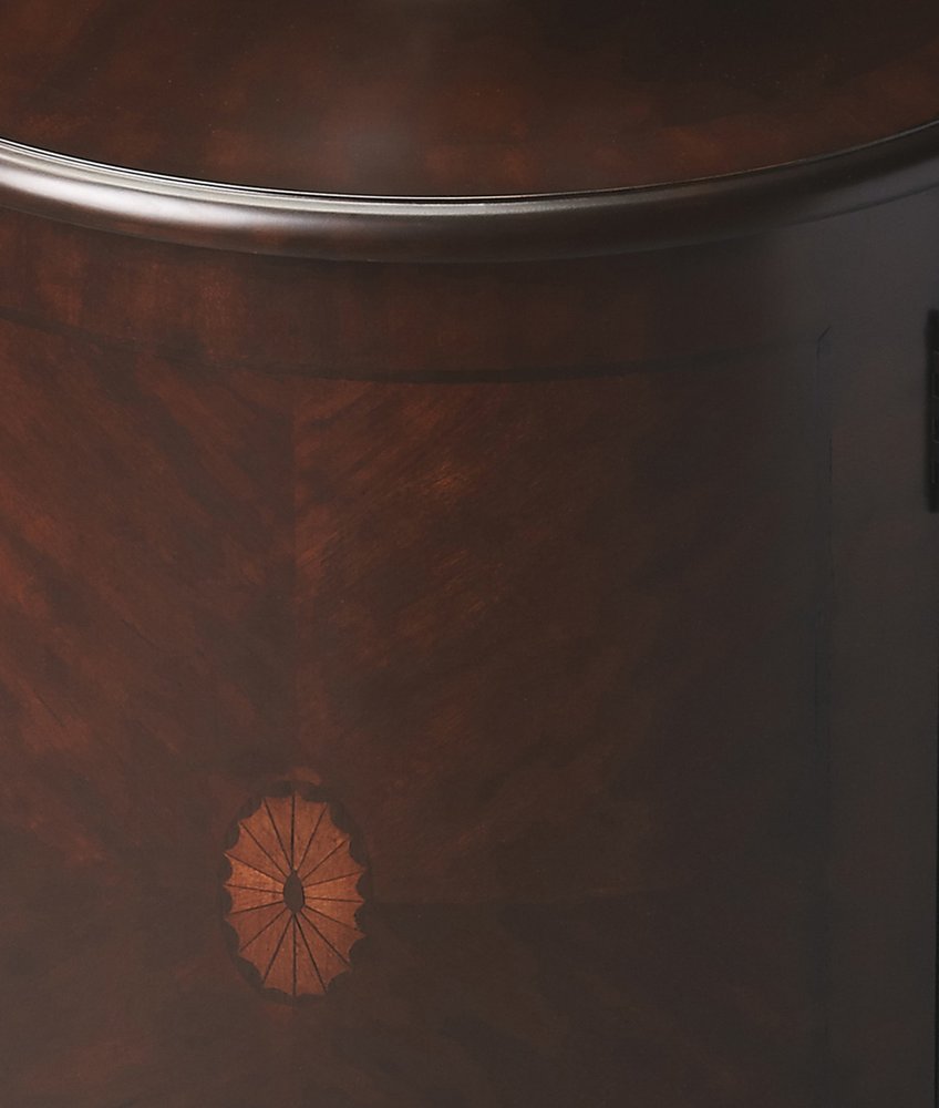 24" Dark Brown Wood Round Drum End Table