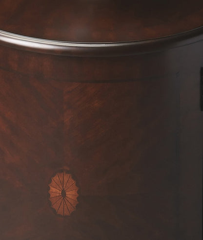 24" Dark Brown Wood Round Drum End Table