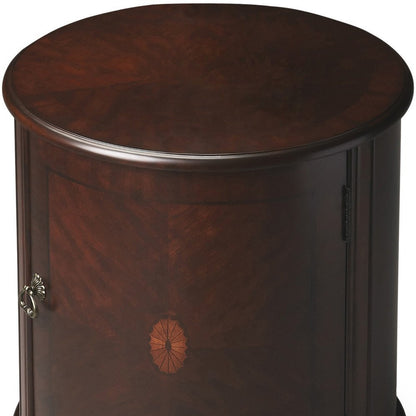 24" Dark Brown Wood Round Drum End Table