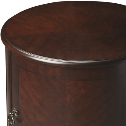 24" Dark Brown Wood Round Drum End Table