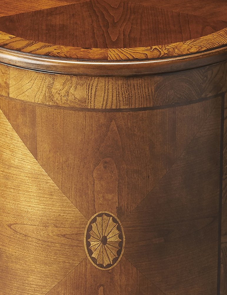 24" Natural Wood Round Drum End Table