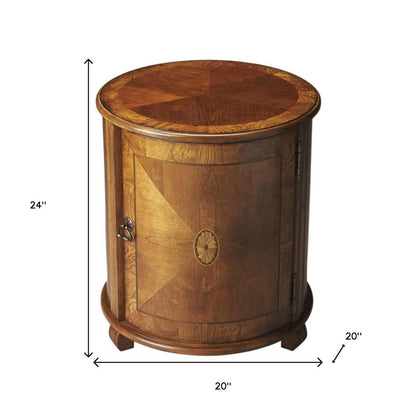 24" Natural Wood Round Drum End Table