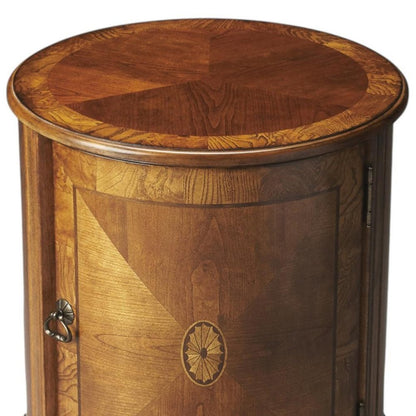 24" Natural Wood Round Drum End Table