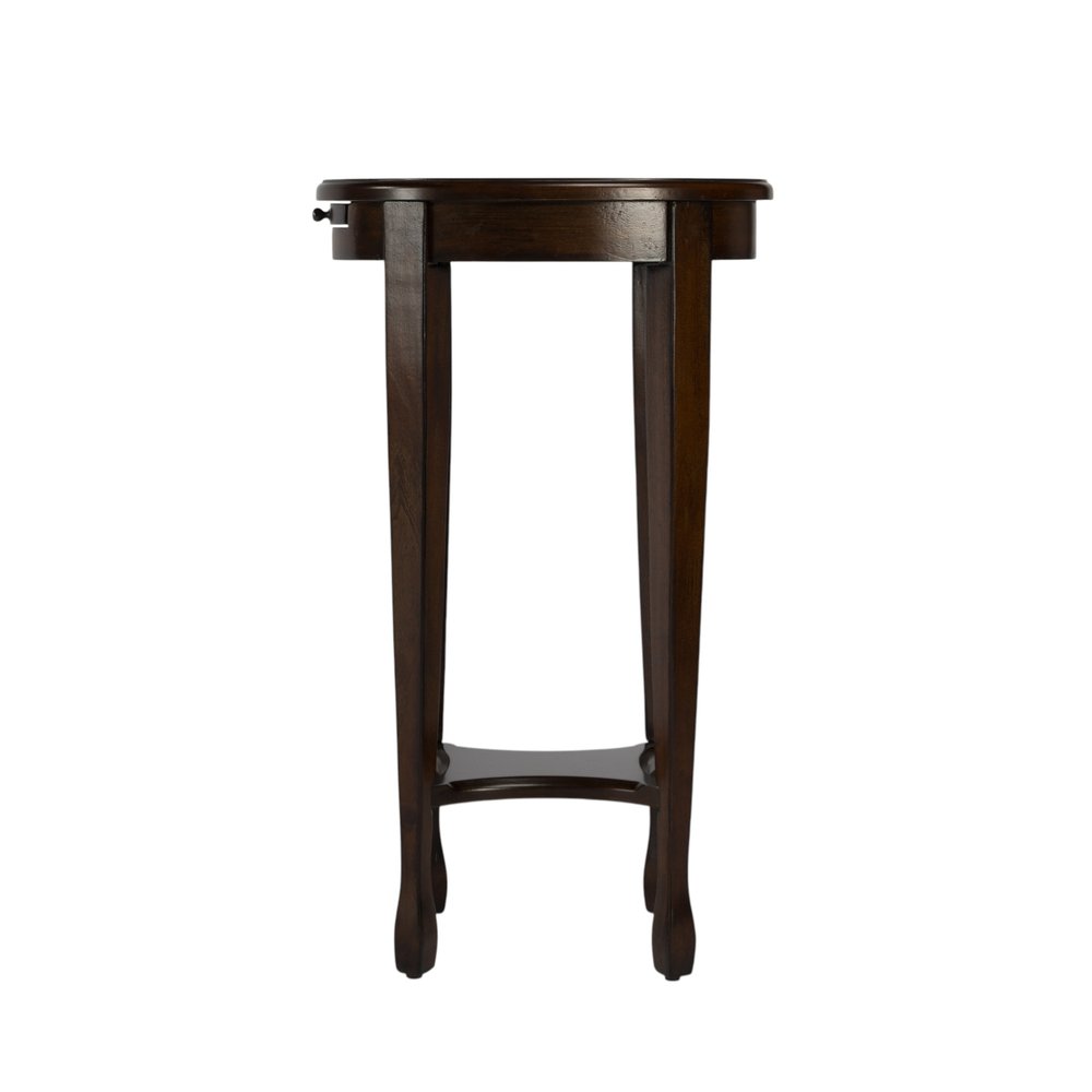 26" Chestnut Oval End Table With Shelf
