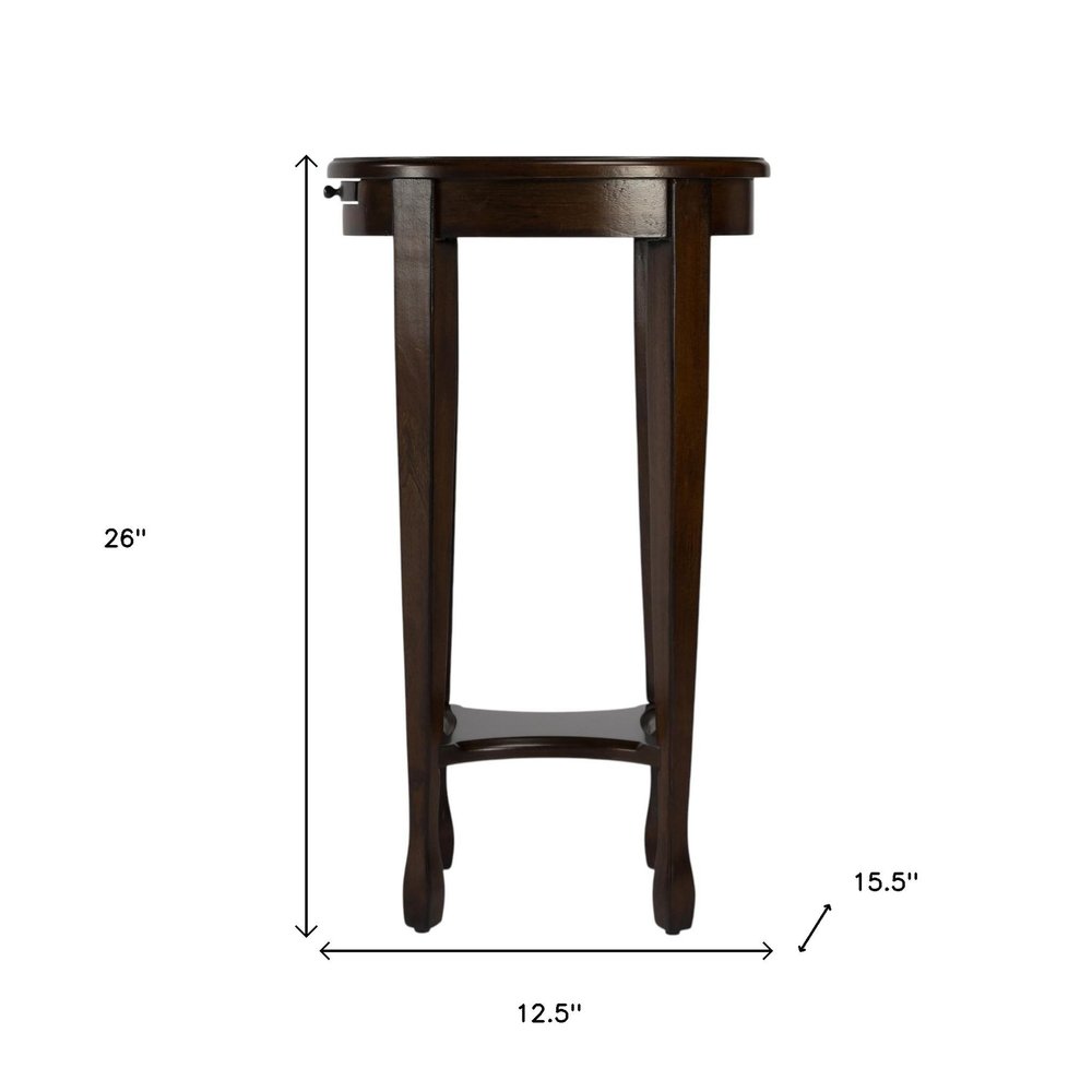 26" Chestnut Oval End Table With Shelf