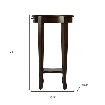 26" Chestnut Oval End Table With Shelf