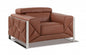 48" Camel And Silver Italian Leather Arm Chair