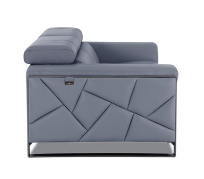 48" Light Blue And Black Italian Leather Arm Chair