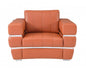 48" Camel And Silver Italian Leather Arm Chair
