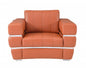 48" Camel And Silver Italian Leather Arm Chair