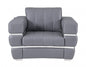 48" Dark Slate Gray And White Italian Leather Arm Chair