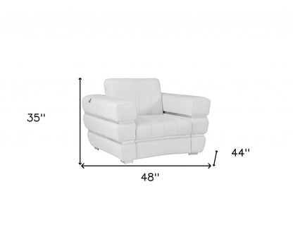 Winter White Stripe Top Grade Italian Leather Chair