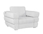 48" White Italian Leather Arm Chair