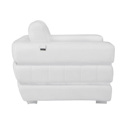 48" White Italian Leather Arm Chair