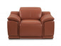 48" Camel And Silver Italian Leather Arm Chair