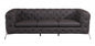 93" Brown Italian Leather Chesterfield Sofa With Silver Legs