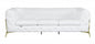 93" White Italian Leather Chesterfield Sofa With Silver Legs