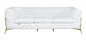 93" White Italian Leather Chesterfield Sofa With Silver Legs