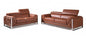 Two Piece Indoor Camel Italian Leather Five Person Seating Set