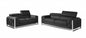 Two Piece Indoor Dark Gray Italian Leather Five Person Seating Set