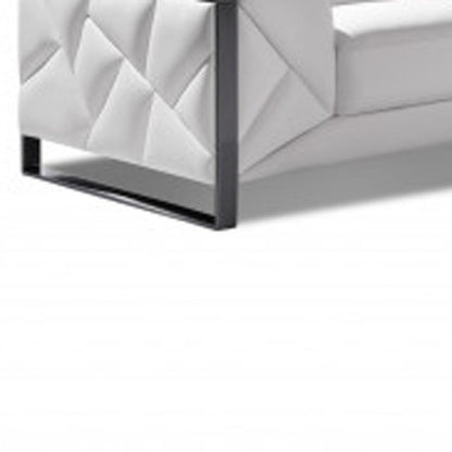 Three Piece Indoor White Italian Leather Six Person Seating Set