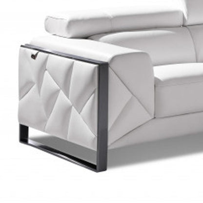 Two Piece Indoor White Italian Leather Five Person Seating Set