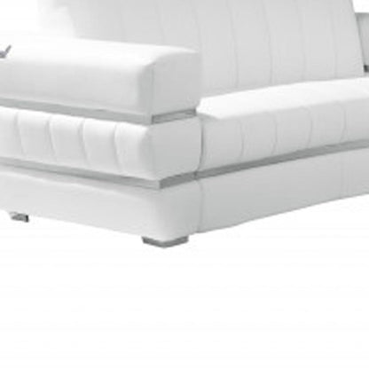 Three Piece Indoor White Italian Leather Six Person Seating Set