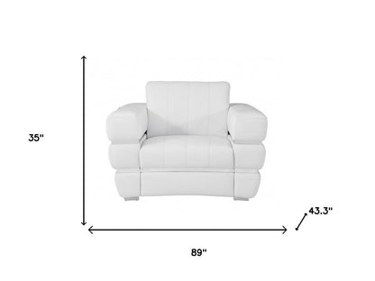 Three Piece Indoor White Italian Leather Six Person Seating Set