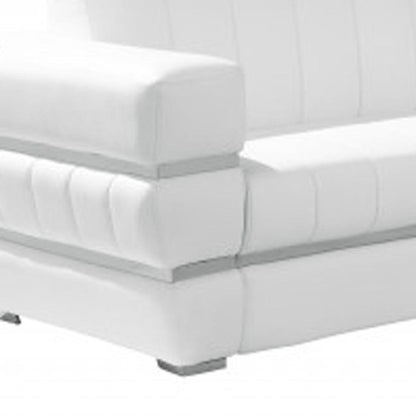 Two Piece Indoor White Italian Leather Five Person Seating Set