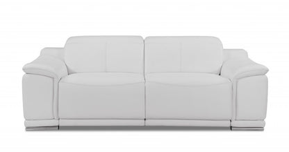 Three Piece Indoor White Italian Leather Six Person Seating Set