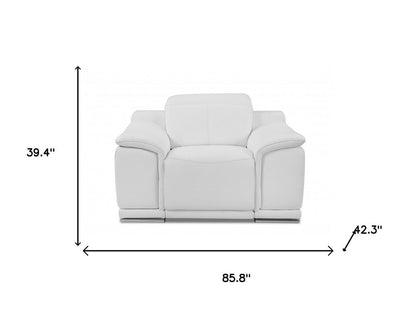 Three Piece Indoor White Italian Leather Six Person Seating Set