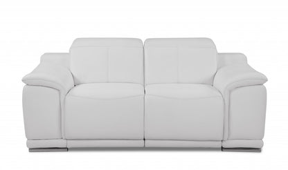 Two Piece Indoor White Italian Leather Five Person Seating Set