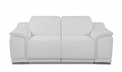 Two Piece Indoor White Italian Leather Five Person Seating Set