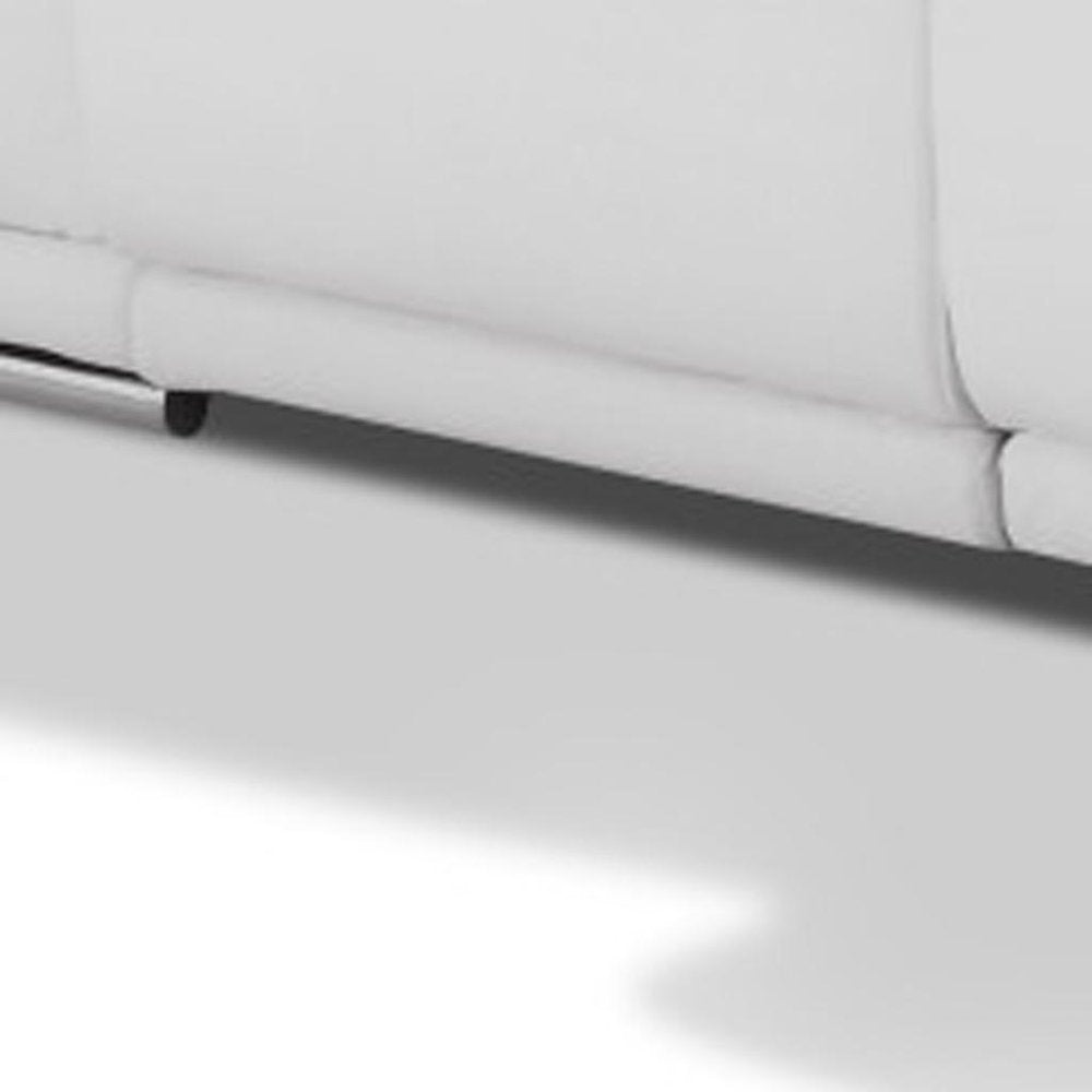 Two Piece Indoor White Italian Leather Five Person Seating Set