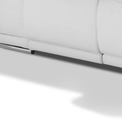 Two Piece Indoor White Italian Leather Five Person Seating Set