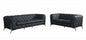 Two Piece Indoor Dark Gray Italian Leather Five Person Seating Set