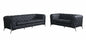 Two Piece Indoor Dark Gray Italian Leather Five Person Seating Set