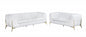 Two Piece Indoor White Italian Leather Five Person Seating Set