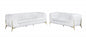 Two Piece Indoor White Italian Leather Five Person Seating Set