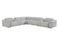 Light Gray Italian Leather Power Reclining U Shaped Eight Piece Corner Sectional With Console