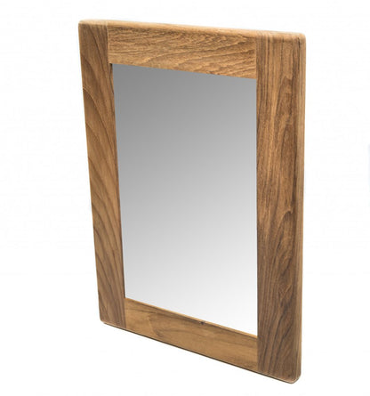 15" Brown Solid Wood Framed Accent Mirror