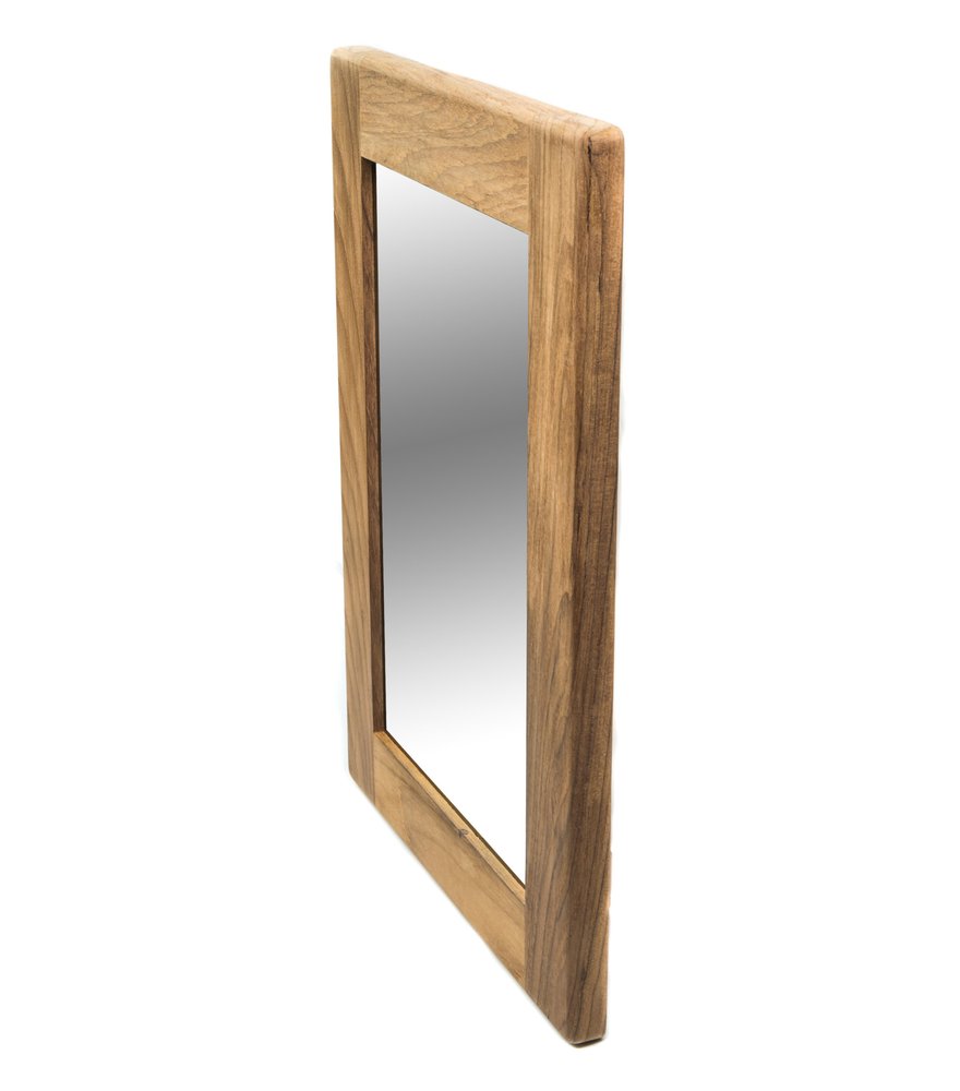 15" Brown Solid Wood Framed Accent Mirror
