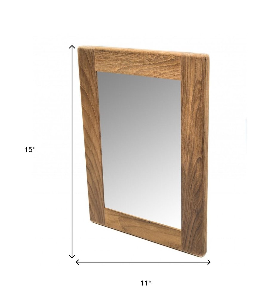 15" Brown Solid Wood Framed Accent Mirror