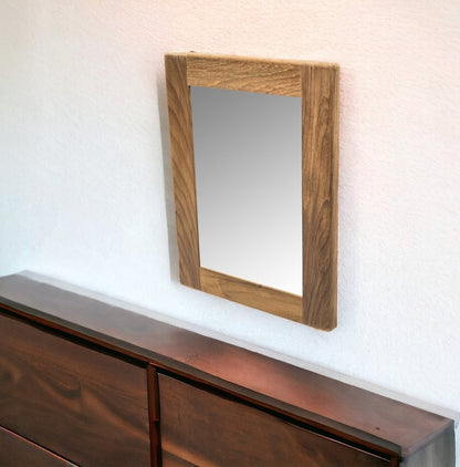 15" Brown Solid Wood Framed Accent Mirror